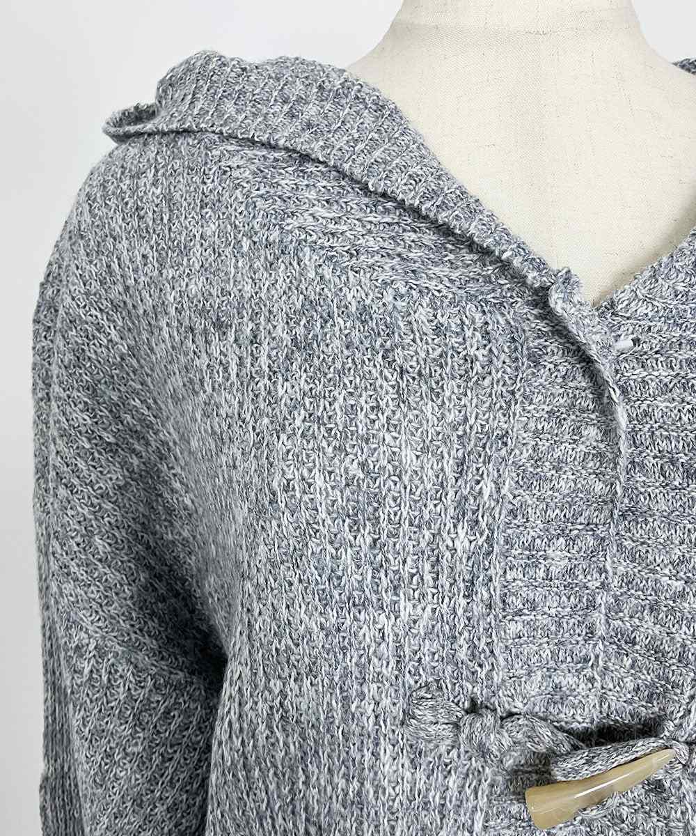 ビビッドレディ VIVIDLADY トグルボタン ニット 長袖 韓国ファッション レディース （グレー） グレー