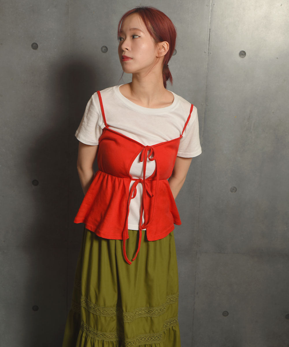 ビビッドレディ VIVIDLADY ダブルリボンキャミソール キャミソール キャミ （レッド） レッド