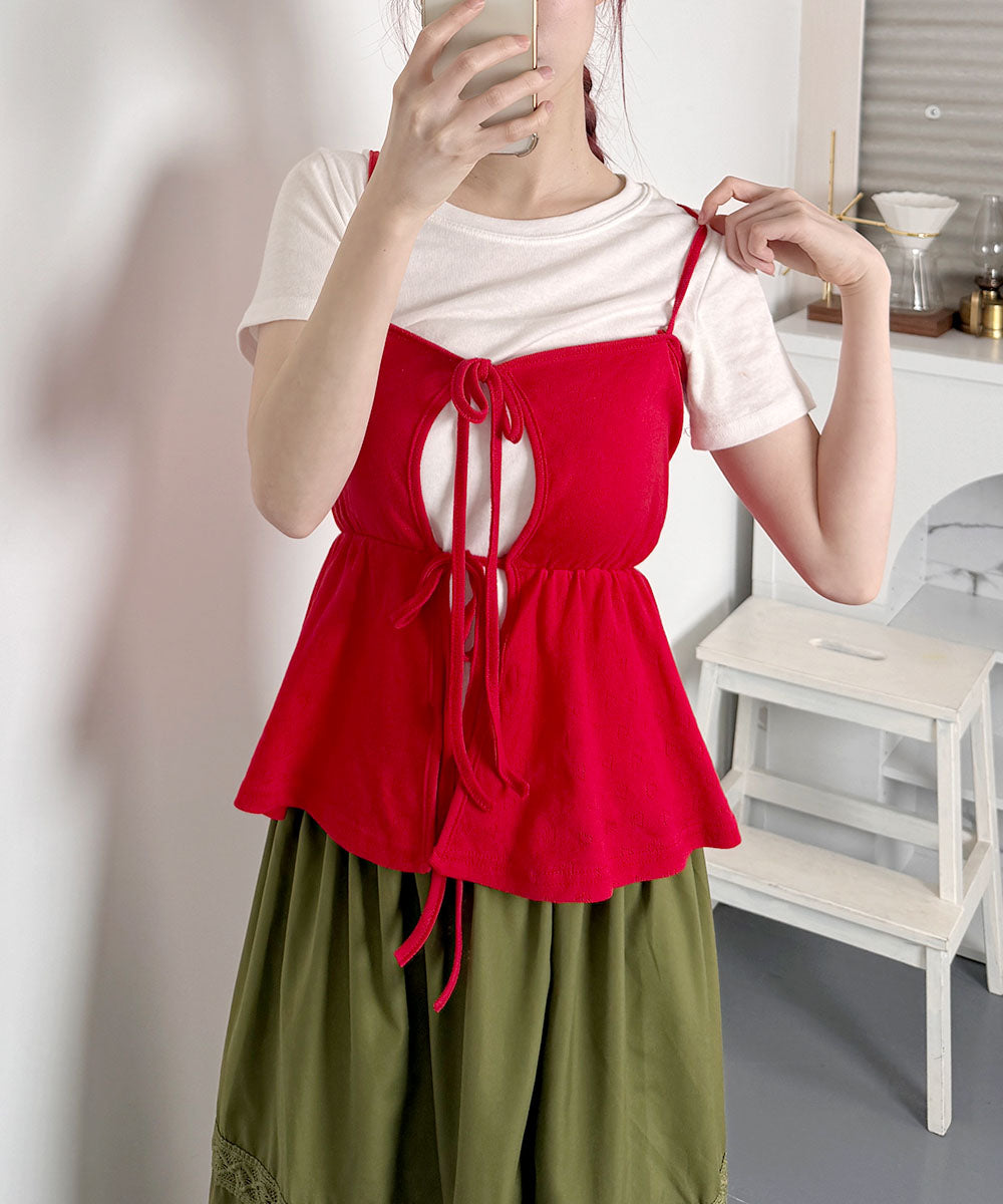 ビビッドレディ VIVIDLADY ダブルリボンキャミソール キャミソール キャミ （レッド） レッド