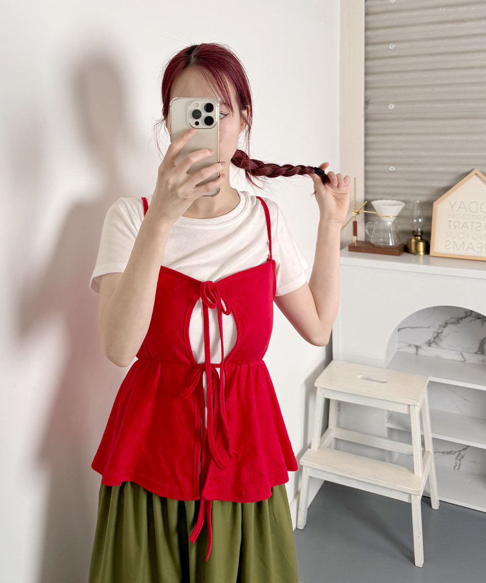 ビビッドレディ VIVIDLADY ダブルリボンキャミソール キャミソール キャミ （レッド） レッド