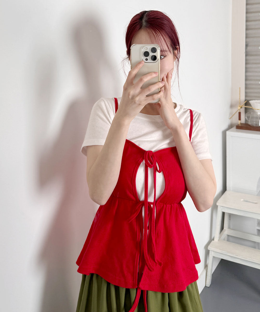 ビビッドレディ VIVIDLADY ダブルリボンキャミソール キャミソール キャミ （レッド） レッド