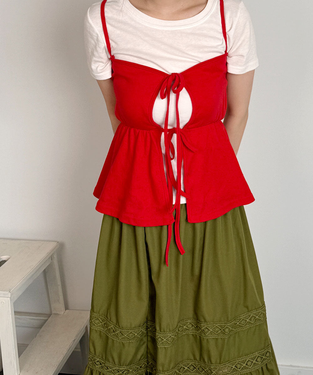 ビビッドレディ VIVIDLADY ダブルリボンキャミソール キャミソール キャミ （レッド） レッド