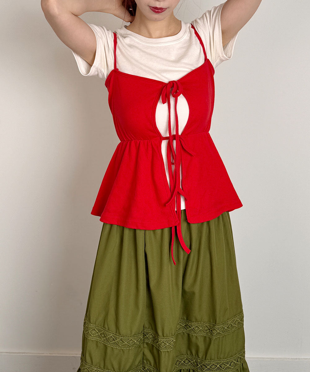 ビビッドレディ VIVIDLADY ダブルリボンキャミソール キャミソール キャミ （レッド） レッド