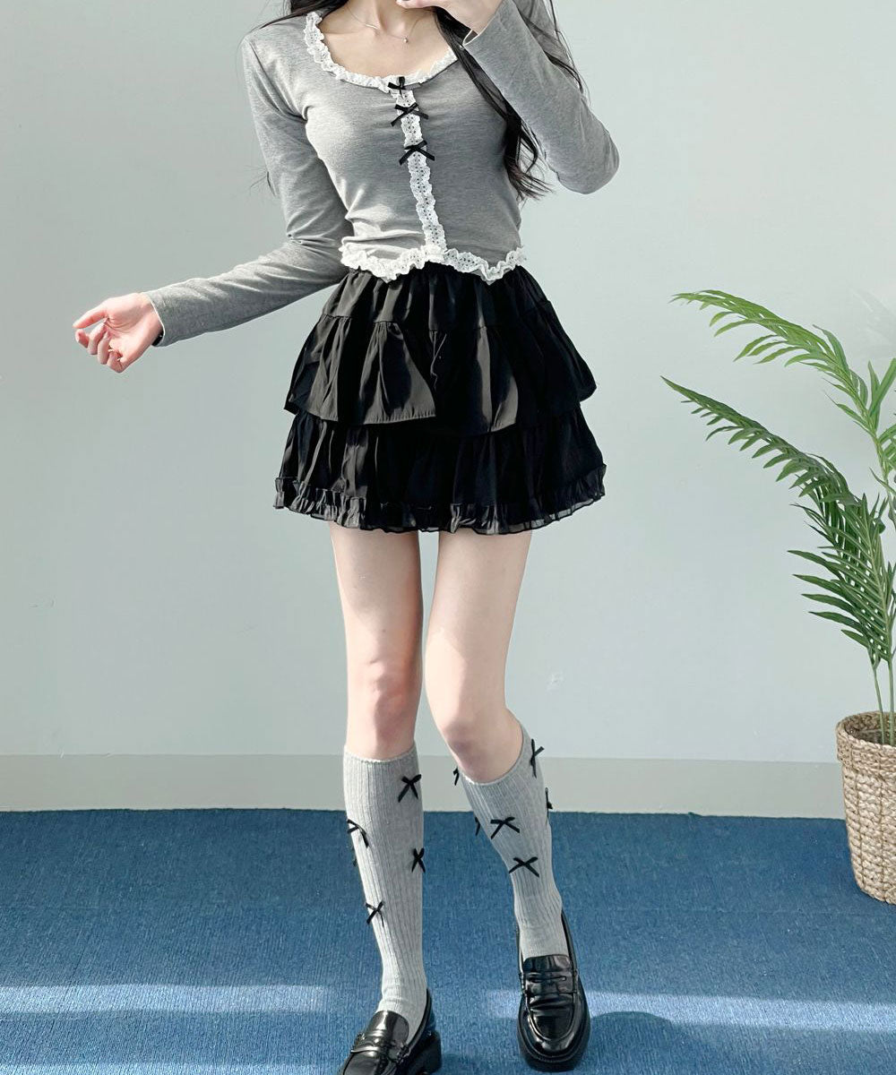 ビビッドレディ VIVIDLADY フリルカンカンミニスカート レディース （ブラック） ブラック