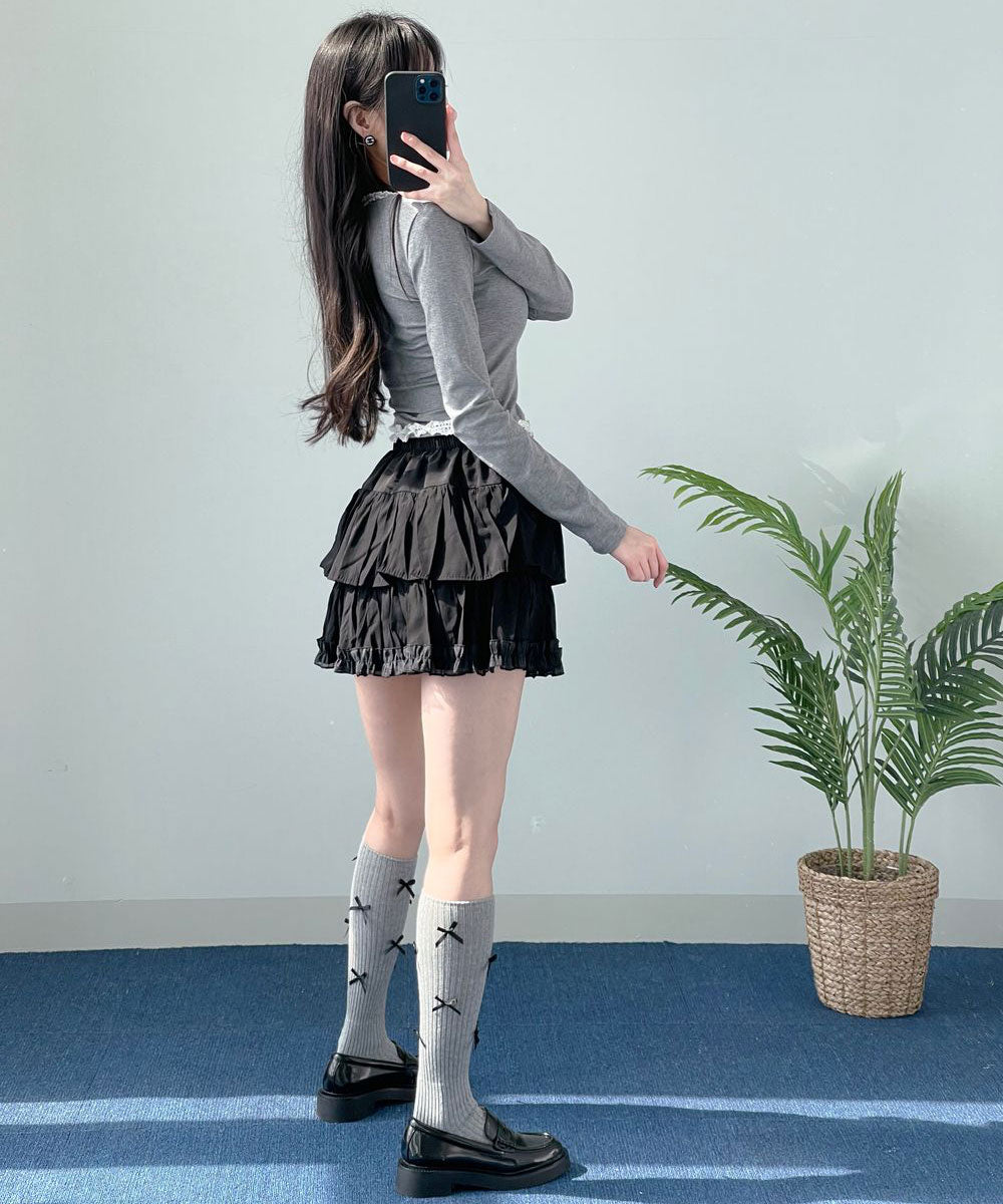 ビビッドレディ VIVIDLADY フリルカンカンミニスカート レディース （ブラック） ブラック