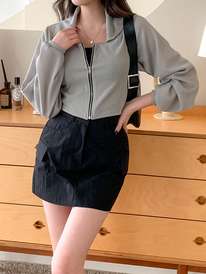 ビビッドレディ VIVIDLADY ジップアップカットソー 全3色 （カーキ） カーキ