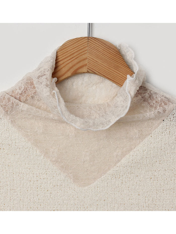 ビビッドレディ VIVIDLADY レースハイネック長袖Tシャツレディース （アイボリー） アイボリー