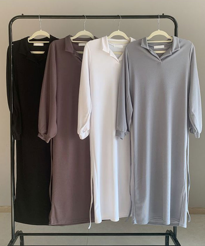 ビビッドレディ VIVIDLADY 襟付きHラインロングワンピース レディース （ブラック） ブラック