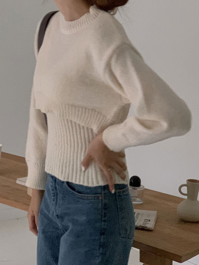 ビビッドレディ VIVIDLADY クロップド丈ニット+ノースリーブニットSET （アイボリー） アイボリー