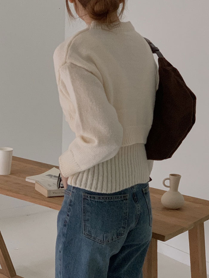 ビビッドレディ VIVIDLADY クロップド丈ニット+ノースリーブニットSET （アイボリー） アイボリー