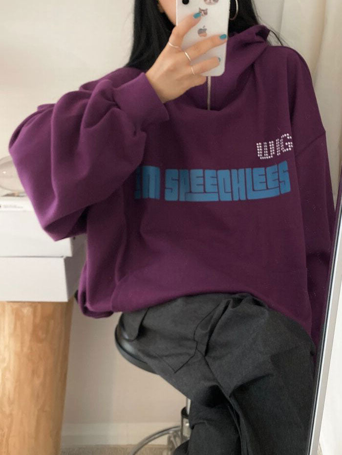 ビビッドレディ VIVIDLADY オーバーフィットロゴ入りパーカー 長袖 （パープル） パープル
