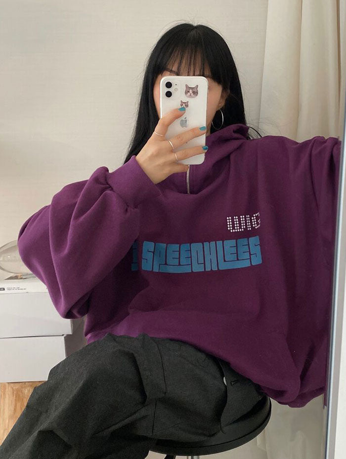 ビビッドレディ VIVIDLADY オーバーフィットロゴ入りパーカー 長袖 （パープル） パープル