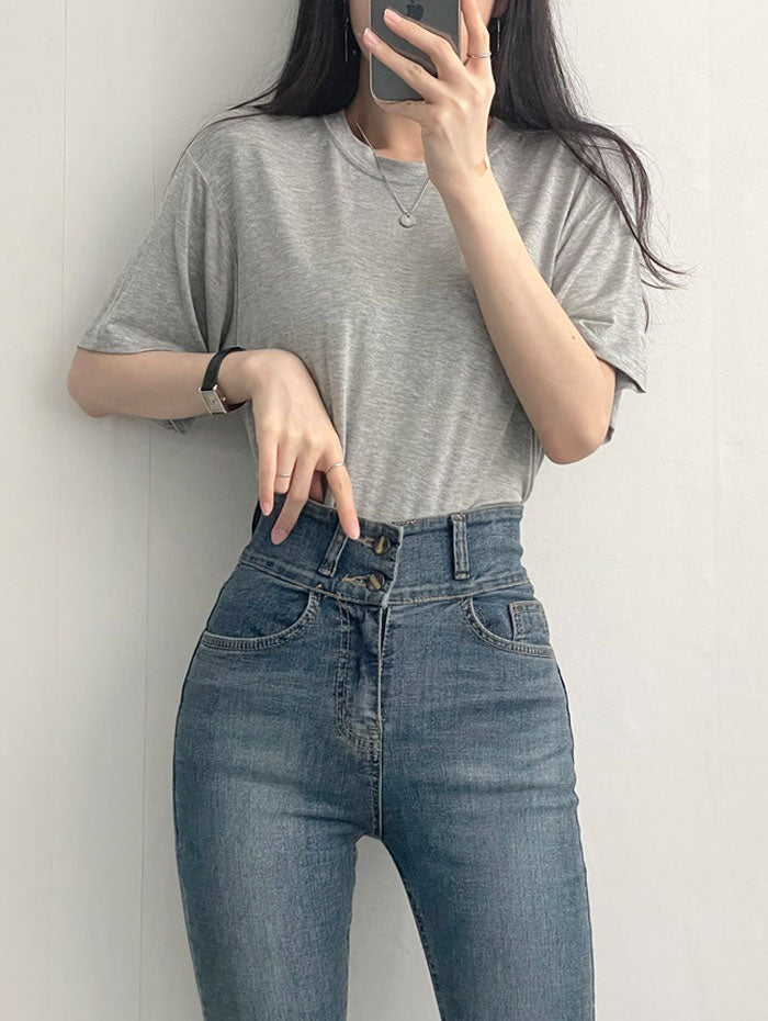 ビビッドレディ VIVIDLADY すっきりとしたクルーネックtシャツ レディース （グレー） グレー