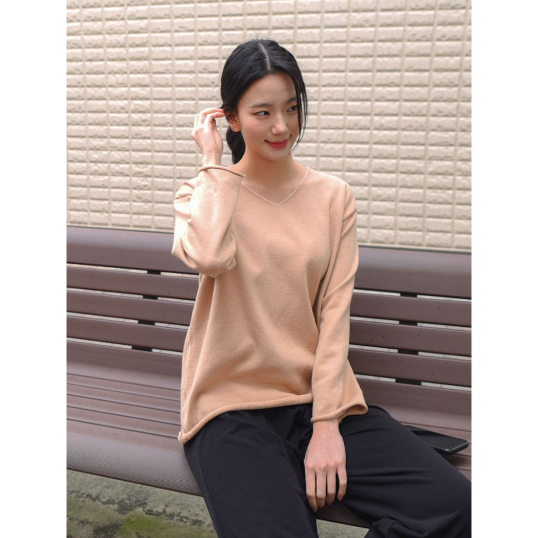 ビビッドレディ VIVIDLADY ニット レディース 長袖 ニット レディース 秋 vネック ねじれ ニット 長袖 レディース トップス レディース vネック （ベージュ） ベージュ