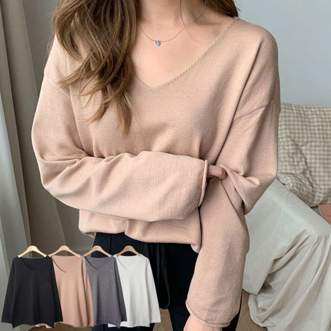 ビビッドレディ VIVIDLADY ニット レディース 長袖 ニット レディース 秋 vネック ねじれ ニット 長袖 レディース トップス レディース vネック （ベージュ） ベージュ