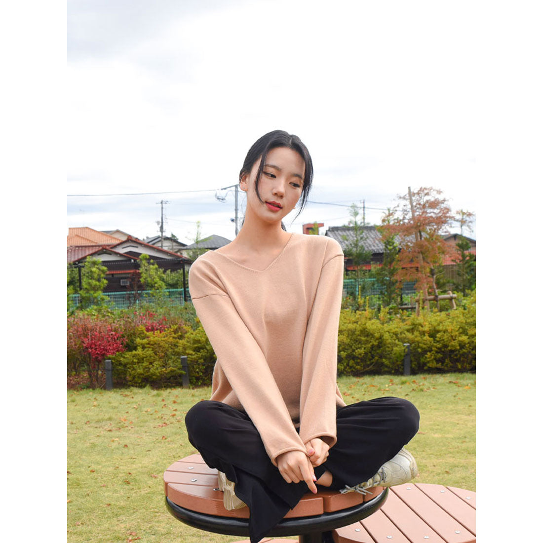 ビビッドレディ VIVIDLADY ニット レディース 長袖 ニット レディース 秋 vネック ねじれ ニット 長袖 レディース トップス レディース vネック （ベージュ） ベージュ