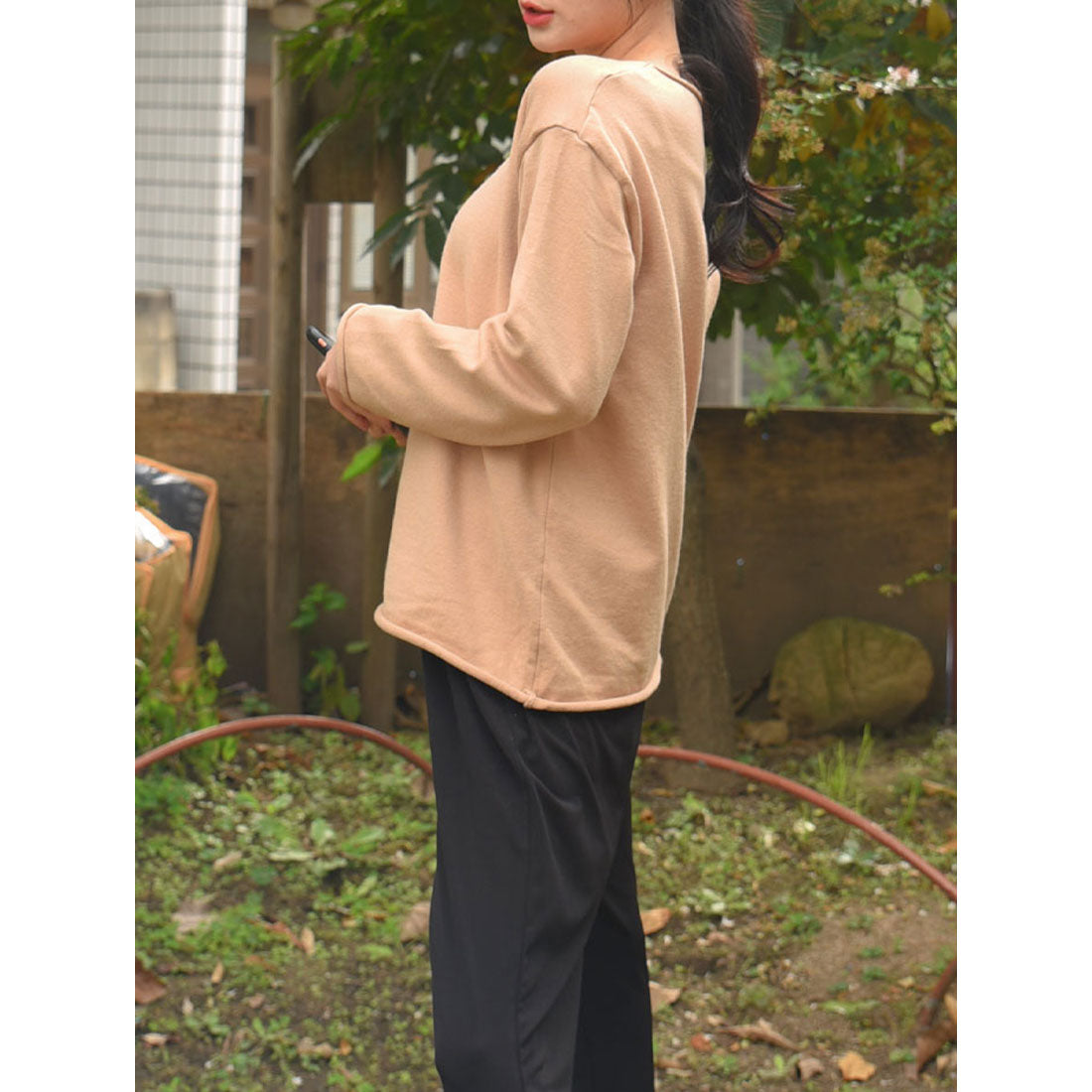 ビビッドレディ VIVIDLADY ニット レディース 長袖 ニット レディース 秋 vネック ねじれ ニット 長袖 レディース トップス レディース vネック （ベージュ） ベージュ