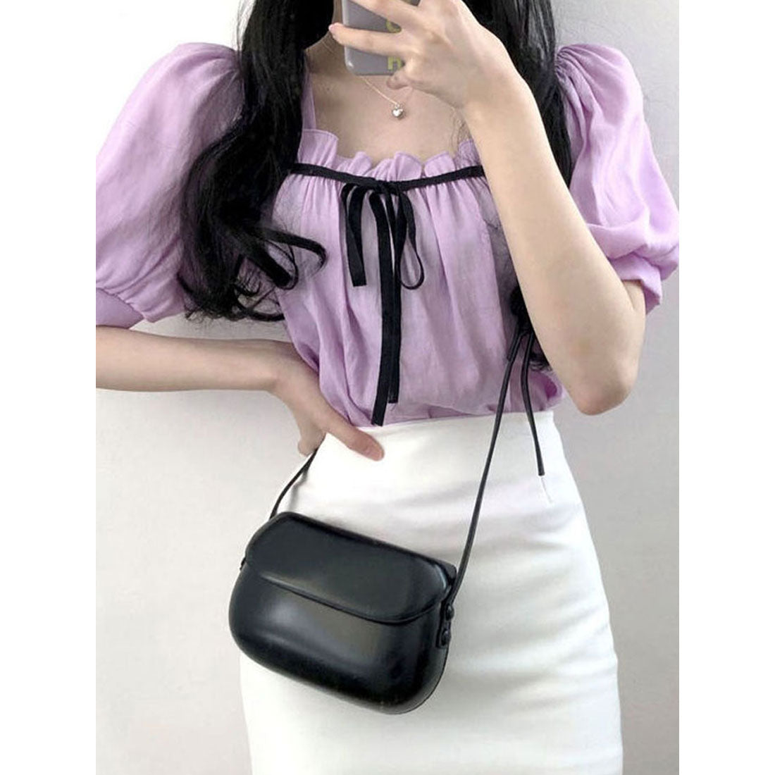 ビビッドレディ VIVIDLADY リボン付きふんわりスリーブブラウス 全4色 レディース （アイボリー） アイボリー