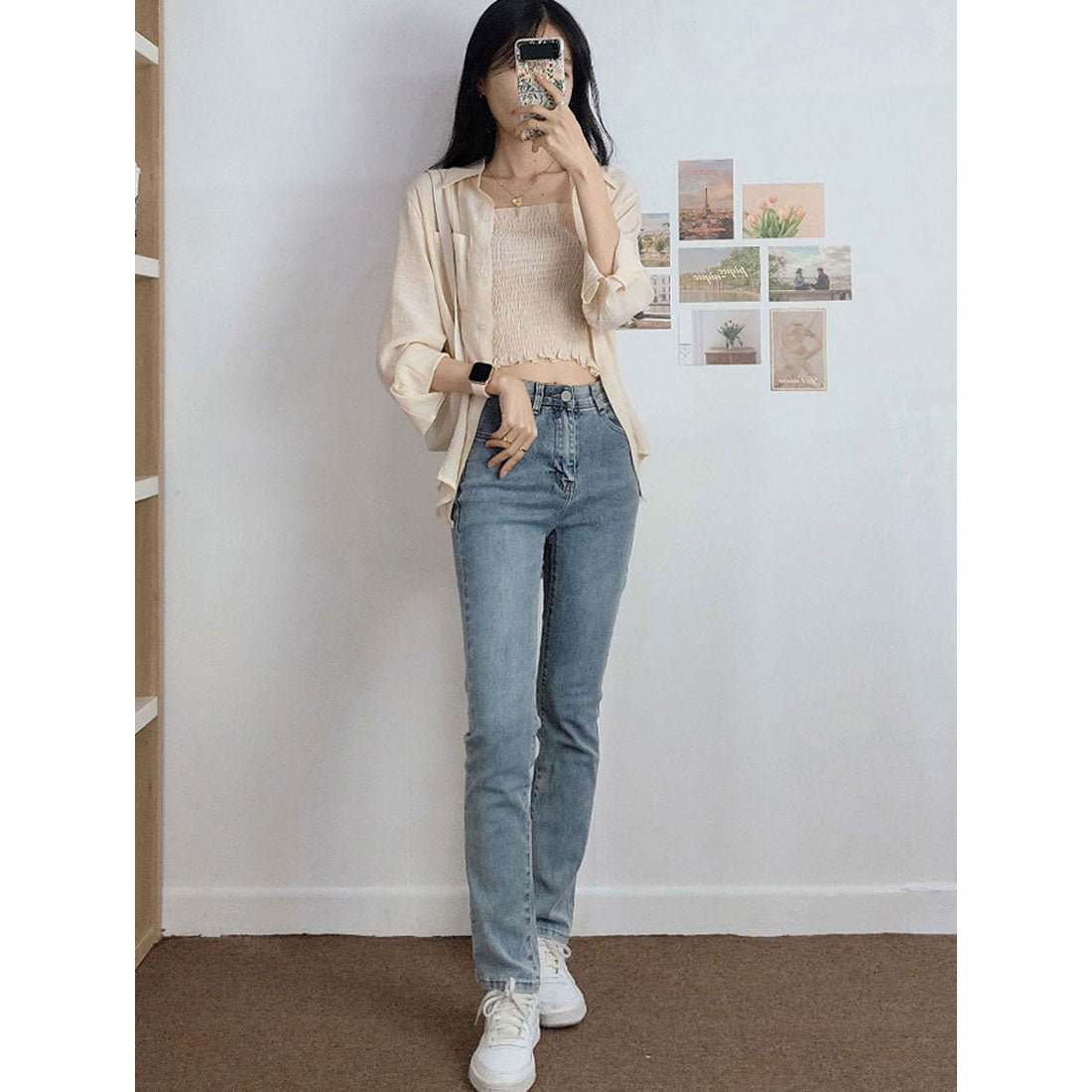 ビビッドレディ VIVIDLADY シアーオーバーサイズシャツ＋シャーリングキャミソール セットアイテム （ベージュ） ベージュ