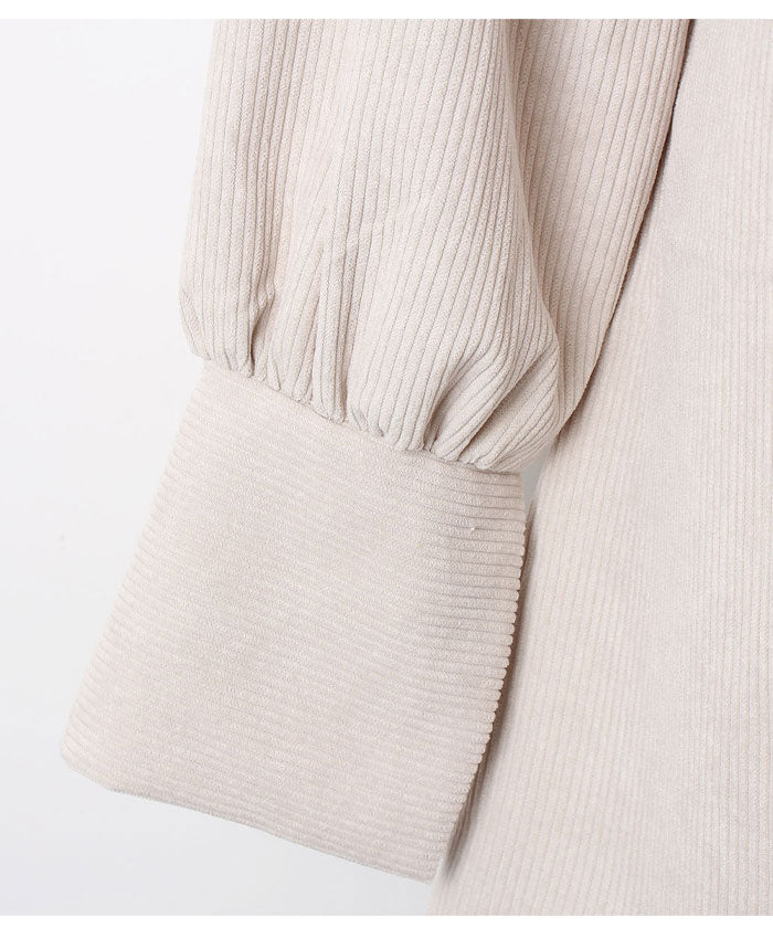 ビビッドレディ VIVIDLADY ワンピース レディース きれいめ 長袖 襟付き コーデュロイワンピ （ベージュ） ベージュ