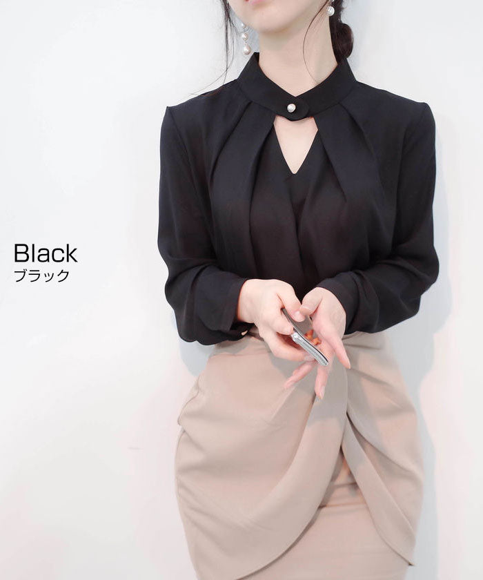 ビビッドレディ VIVIDLADY ピンタックブラウス ブラウス オフィス （アイボリー） アイボリー