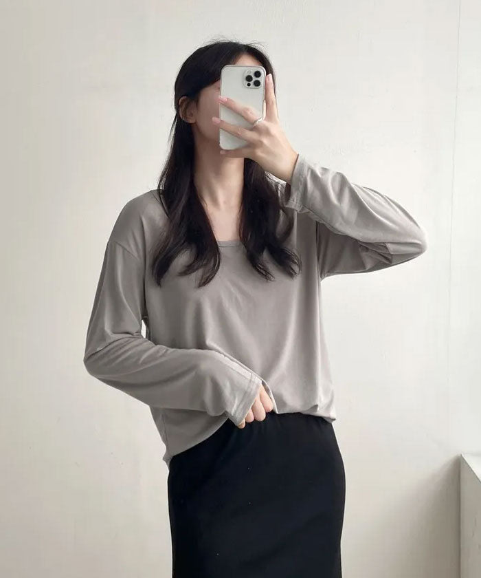 ビビッドレディ VIVIDLADY ベーシックUネックtシャツ長袖