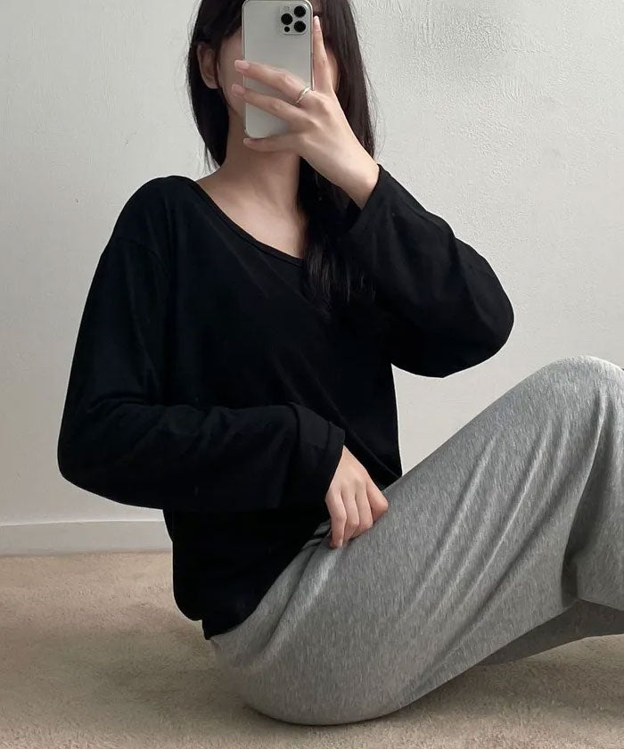 ビビッドレディ VIVIDLADY ベーシックUネックtシャツ長袖