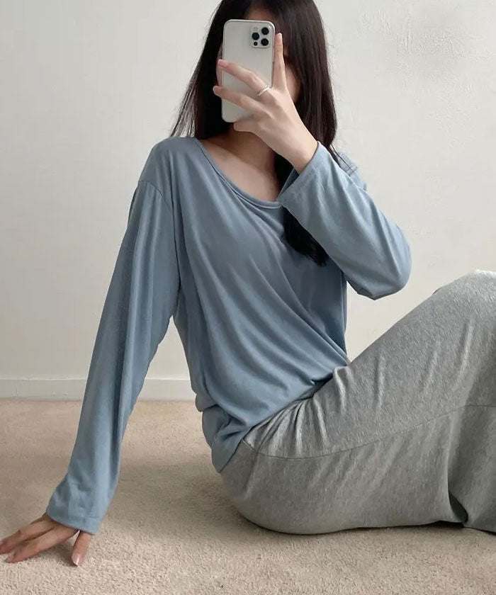 ビビッドレディ VIVIDLADY ベーシックUネックtシャツ長袖