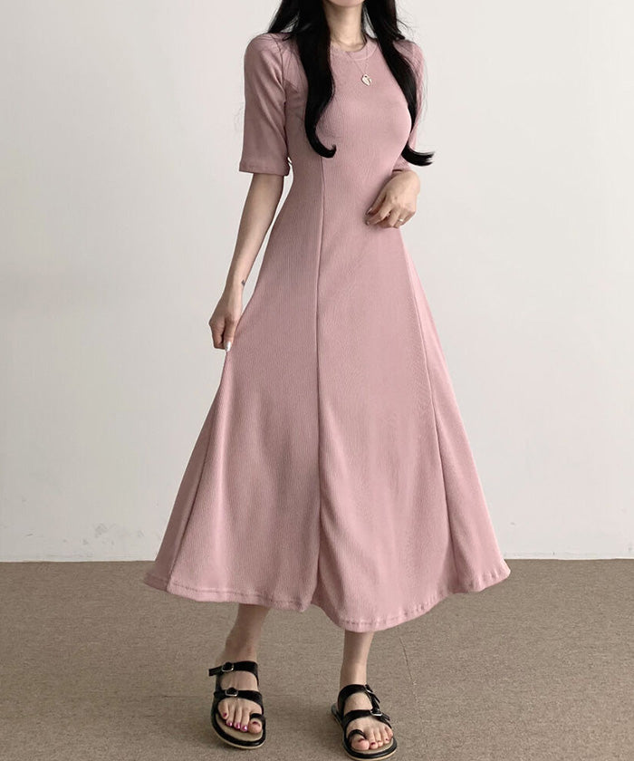ビビッドレディ VIVIDLADY 半袖Aラインロングワンピース レディース ロング丈
