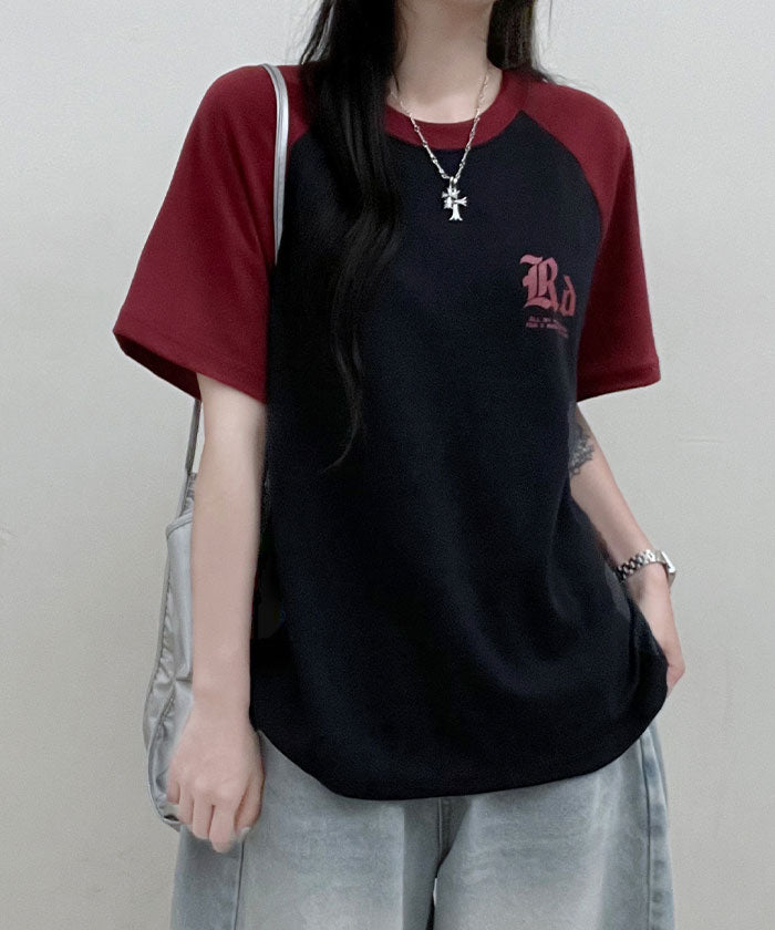 ビビッドレディ VIVIDLADY 配色ラグラン半袖Tシャツ レディース 夏 （ネイビー） ネイビー