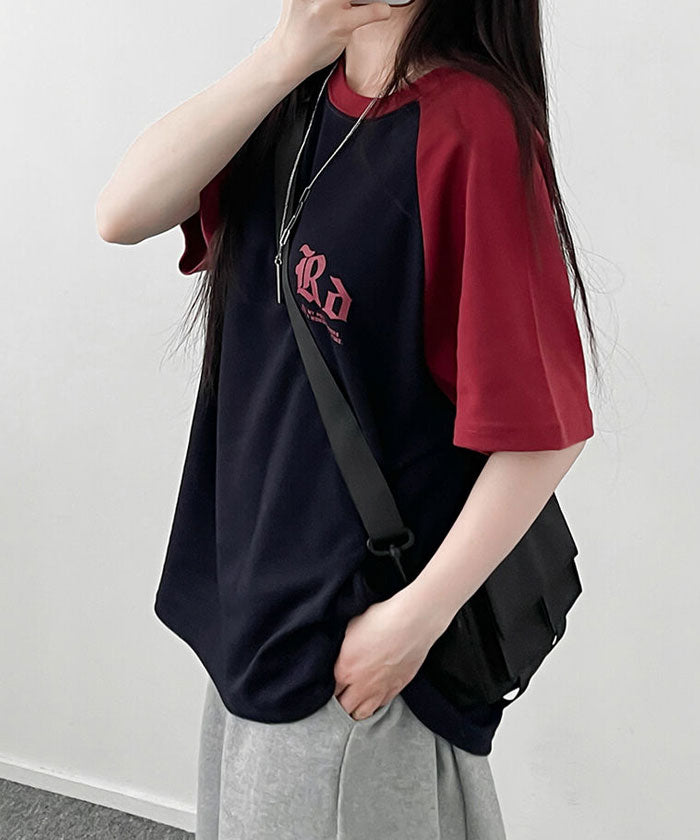 ビビッドレディ VIVIDLADY 配色ラグラン半袖Tシャツ レディース 夏 （ネイビー） ネイビー