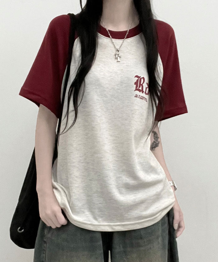ビビッドレディ VIVIDLADY 配色ラグラン半袖Tシャツ レディース 夏 （ネイビー） ネイビー