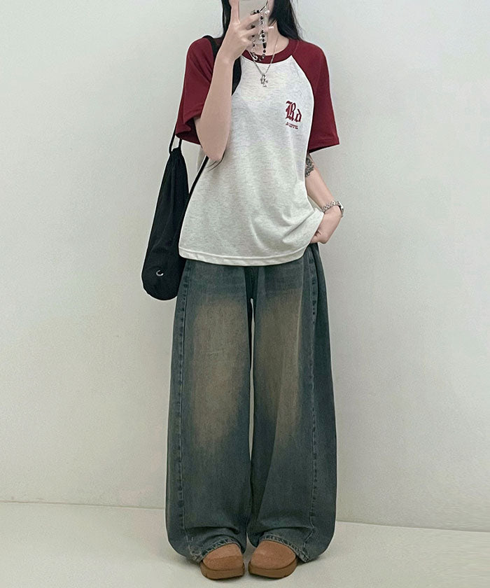 ビビッドレディ VIVIDLADY 配色ラグラン半袖Tシャツ レディース 夏 （ネイビー） ネイビー