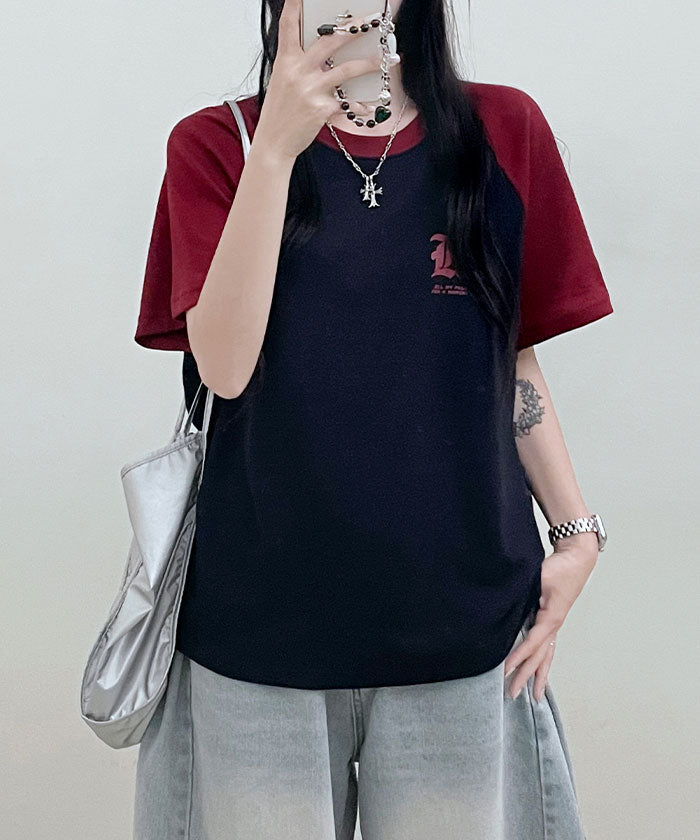 ビビッドレディ VIVIDLADY 配色ラグラン半袖Tシャツ レディース 夏 （ネイビー） ネイビー