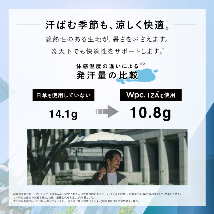 【Wpc.公式】日傘 Wpc. IZA 男の晴雨兼用傘 ≪自動開閉≫ Automatic&Safe 大きい 完全遮光 遮熱 晴雨兼用 メンズ レディース イーザ イザ 折りたたみ傘 折りたたみ（オフ×ブラック） オフ×ブラック