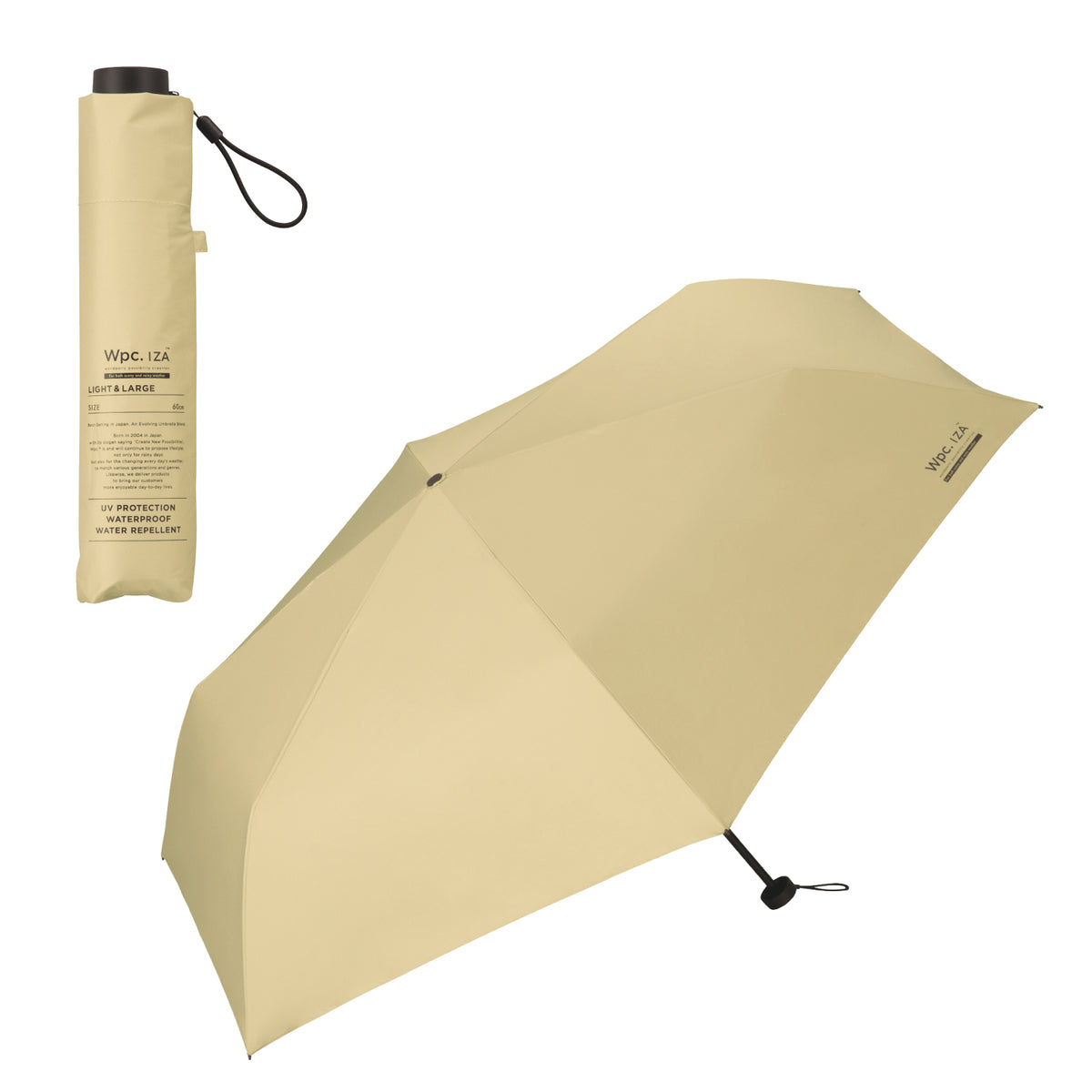 【Wpc.公式】日傘 Wpc.IZA 男の晴雨兼用傘 LIGHT＆LARGE 60cm 大きい 軽量 完全遮光 遮熱 晴雨兼用 メンズ レディース 折りたたみ傘 折り畳み傘 イーザ （ベージュ） ベージュ
