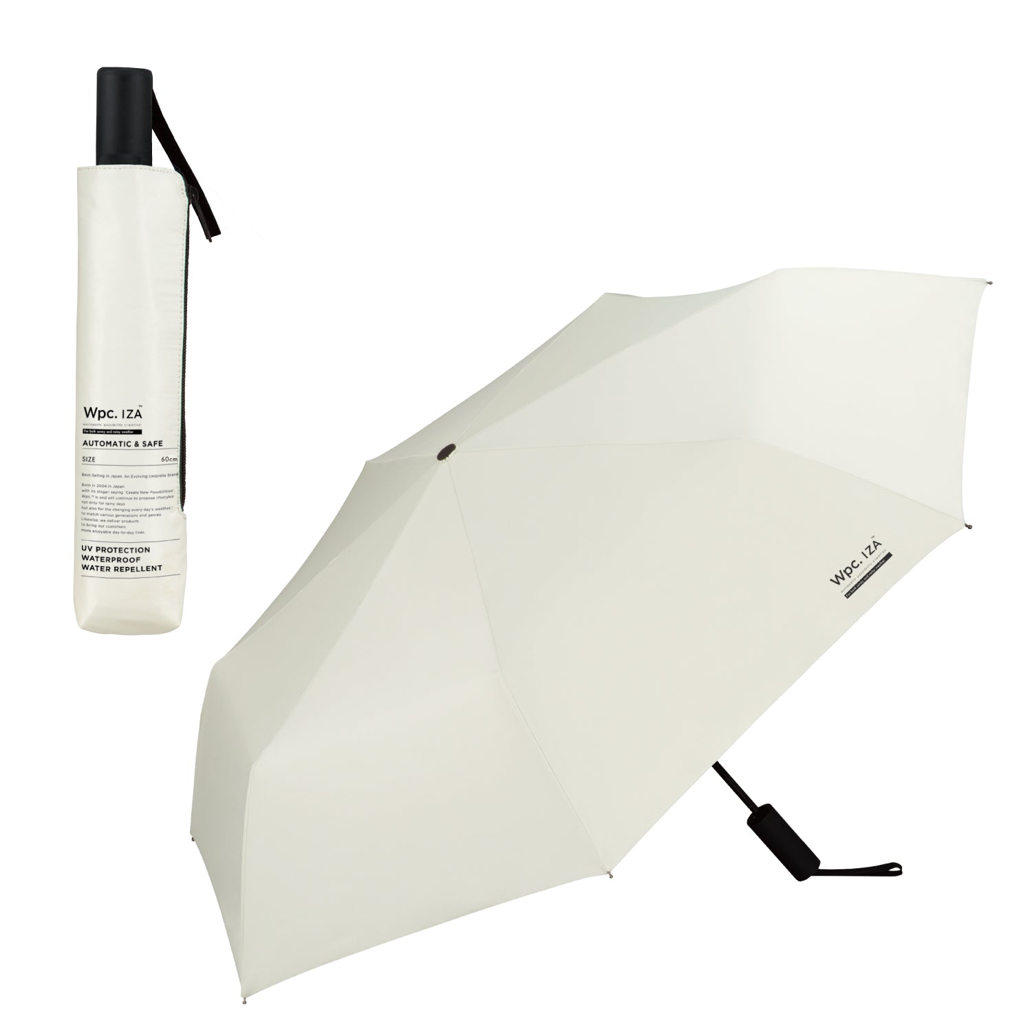 【Wpc.公式】日傘 Wpc. IZA 男の晴雨兼用傘 ≪自動開閉≫ 60cm 大きい 完全遮光 遮熱 晴雨兼用 メンズ 男性 イーザ 折りたたみ 折りたたみ傘 大きめ（オフ） オフ