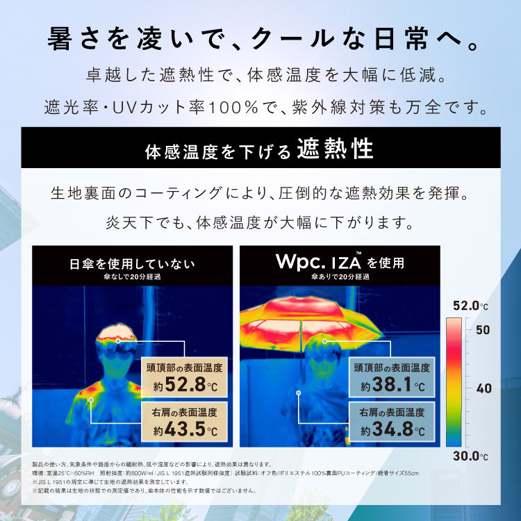 ダブリュピーシー Wpc. 【Wpc.公式】日傘 IZA 自動開閉 60cm 大きい 完全遮光 遮熱 晴雨兼用 メンズ 折りたたみ