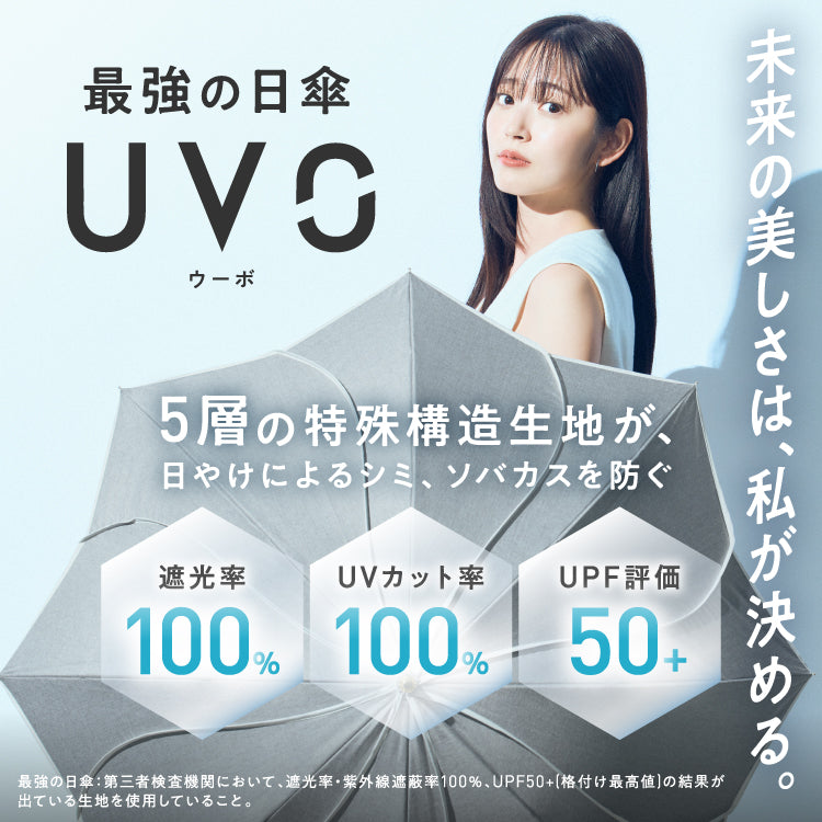 【Wpc.公式】最強の日傘 UVO(ウーボ) 5段 53cm 大きい 完全遮光 遮熱 UVカット100％ 晴雨兼用 コンパクト 大きめ レディース 折りたたみ傘 折り畳み傘（オフ×ブルーグレー） オフ×ブルーグレー