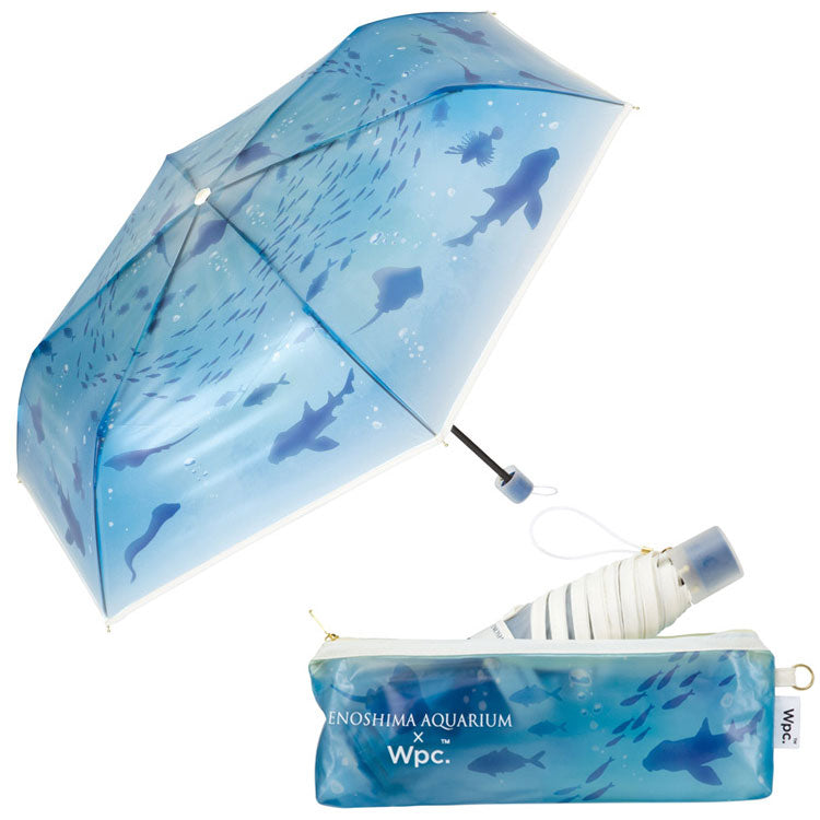 【Wpc.公式】［ビニール傘］えのすい×Wpc. アンブレラ ミニ 親骨50cm 傘 レディース 雨傘 折り畳み傘 おしゃれ 可愛い（おはよう、大水槽(ブルー)） おはよう、大水槽(ブルー)