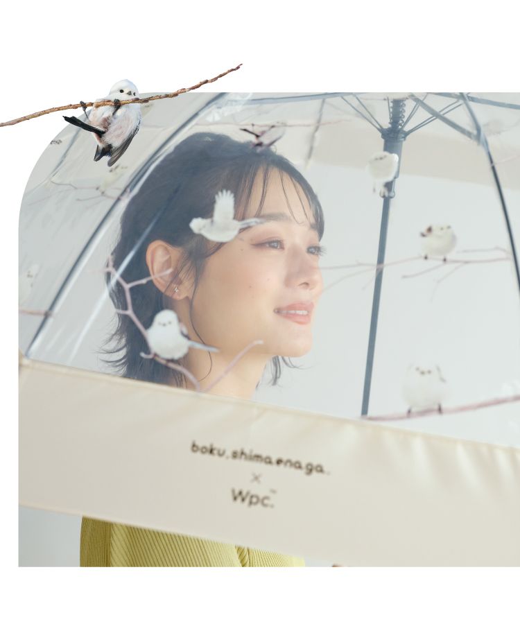 【Wpc.公式】［ビニール傘］やなぎさわごう×Wpc.シマエナガアンブレラ 61cm 長傘 ジャンプ傘 レディース 傘 鳥柄 シマエナガ