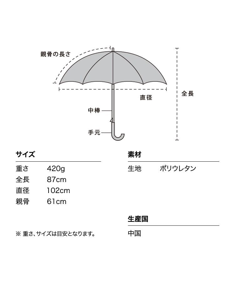 【Wpc.公式】ビニール傘 ペールストーンアンブレラ 61cm 大きい ジャンプ傘 傘 レディース 雨傘 長傘