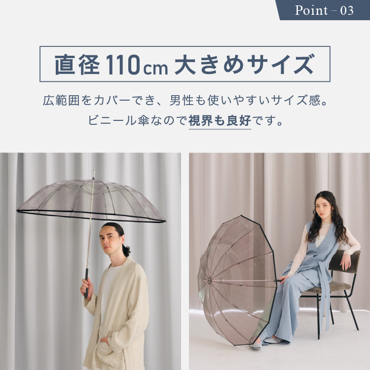 【Wpc.】ビニール傘 Wpc. classic PLASTIC 12K UMBRELLA 63cm 12本骨 耐風 丈夫 大きい 長傘 メンズ レディース （ブラック） ブラック