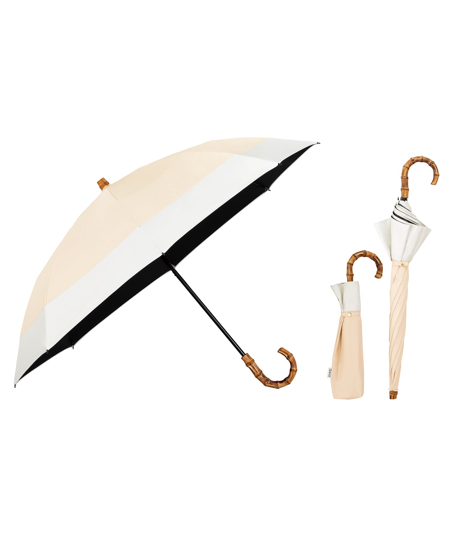 【Wpc.公式】最強の日傘 UVO（ウーボ）2段折 切り継ぎ ミニ 50cm 完全遮光 UVカット100％ 遮熱 晴雨兼用 2WAY レディース 折りたたみ傘 折り畳み傘（ベージュ×オフ） ベージュ×オフ