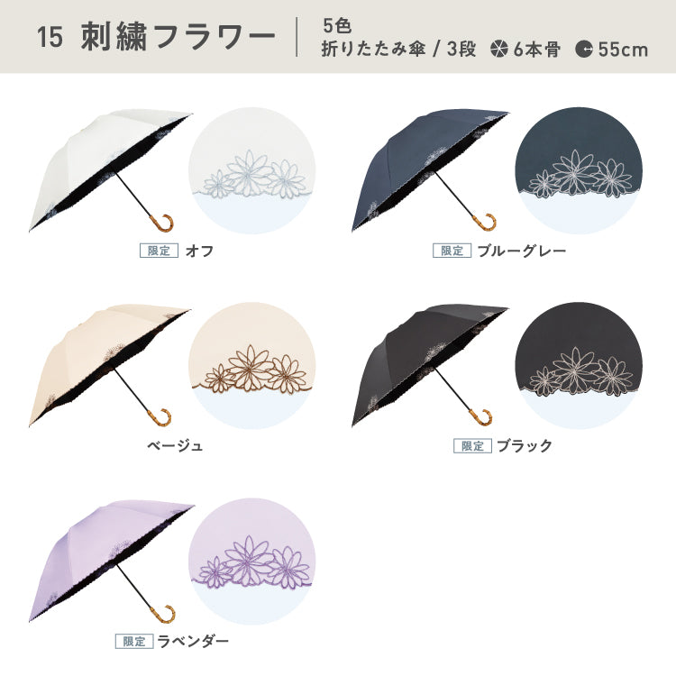【Wpc.公式】最強的陽傘 UVO 3段折 蕾絲迷你 55cm 大型 完全遮光 UV切割100% 遮熱 晴雨兩用 大型 女士摺疊傘 摺疊 摺疊