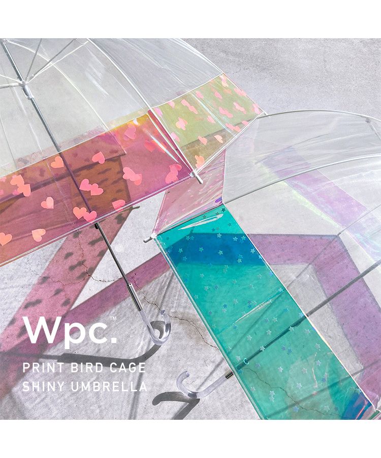 【Wpc. 公式】［塑膠傘］印刷圓頂輪廓閃亮雨傘 shiny plastic umbrella