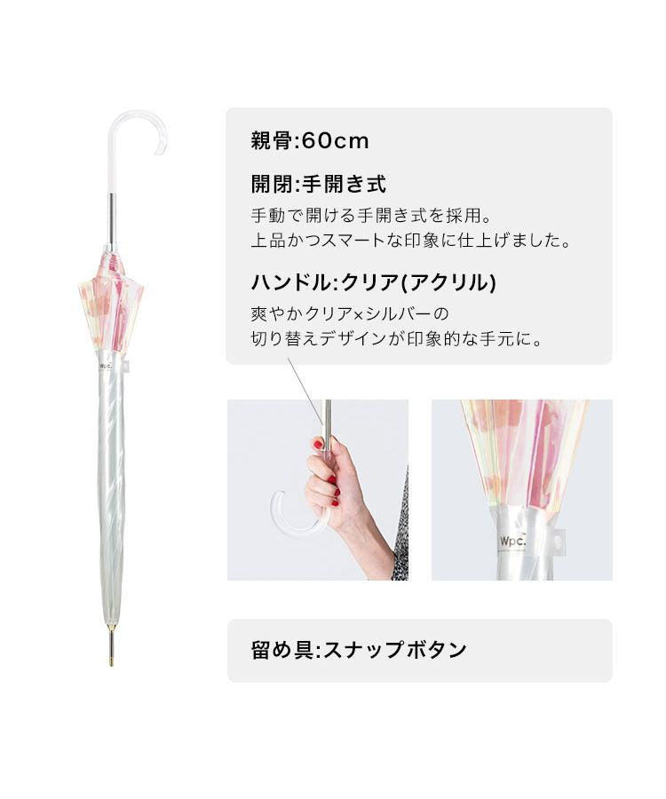 【Wpc. 公式】［塑膠傘］印刷圓頂輪廓閃亮雨傘 shiny plastic umbrella