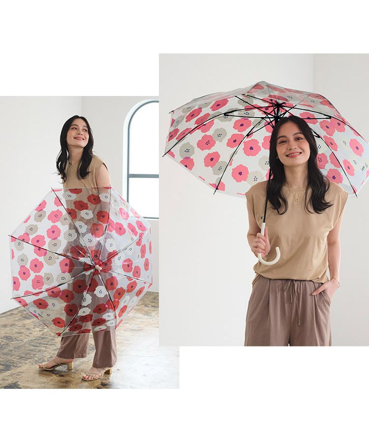【Wpc.公式】［ビニール傘］ピオニレッド 60cm ジャンプ傘 レディース 長傘