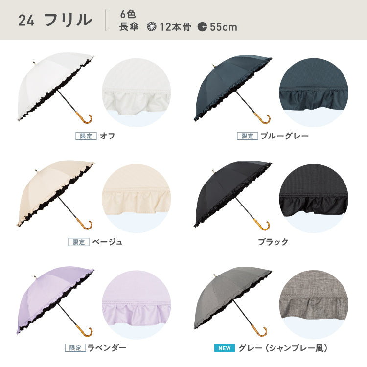 【Wpc.官方】最強的陽傘 UVO 12根骨 蕾絲 親骨55cm 大型 耐風 完全遮光 遮熱 晴雨兩用 UV切割100% 抗風 女士 大型 時尚 雨傘 長傘