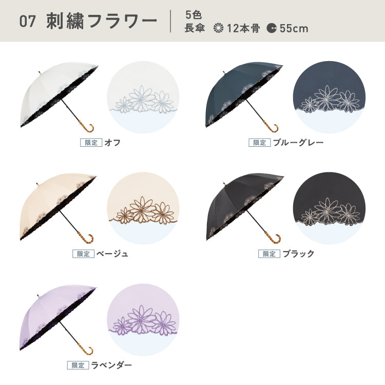 【Wpc.官方】最強的陽傘 UVO 12根骨 蕾絲 親骨55cm 大型 耐風 完全遮光 遮熱 晴雨兩用 UV切割100% 抗風 女士 大型 時尚 雨傘 長傘